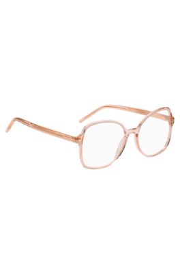 Pink-acetate optical frames with gold-tone hardware, light pink