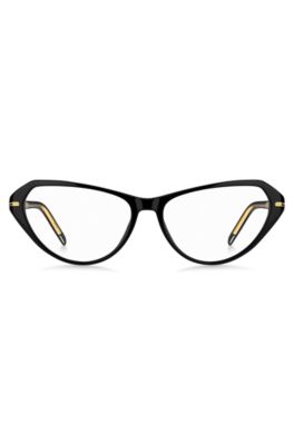 Black-acetate optical frames with gold-tone details, Black