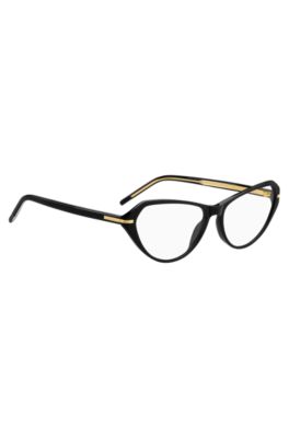 Black-acetate optical frames with gold-tone details, Black