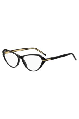Black-acetate optical frames with gold-tone details, Black