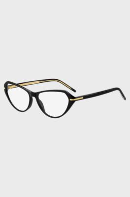 Black-acetate optical frames with gold-tone details, Black