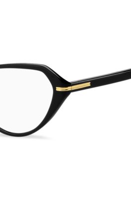 Black-acetate optical frames with gold-tone details, Black