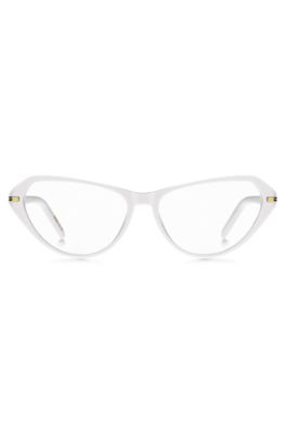 White-acetate optical frames with gold-tone hardware, White