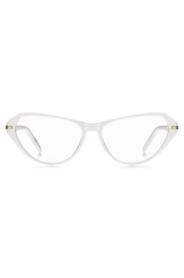 Monture optique en acétate blanc avec garnitures en métal doré
