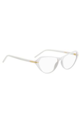White-acetate optical frames with gold-tone hardware, White