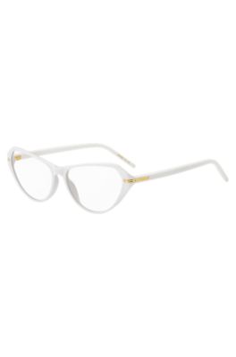 White-acetate optical frames with gold-tone hardware, White