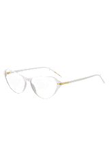 Montura para gafas graduadas de acetato blanco con detalles metálicos dorados, Blanco