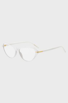 White-acetate optical frames with gold-tone hardware, White