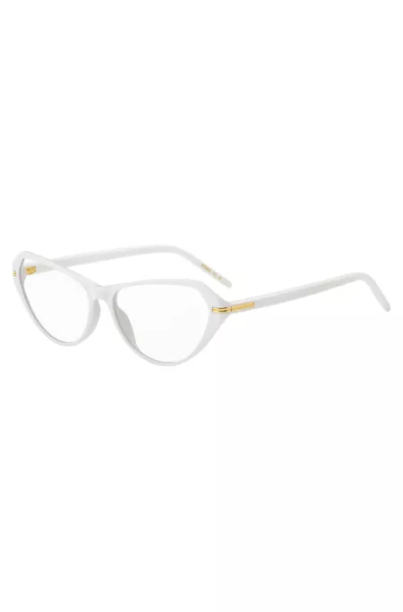 White-acetate optical frames with gold-tone hardware