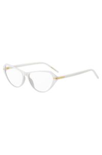 Monture optique en ac&eacute;tate blanc avec garnitures en m&eacute;tal dor&eacute;, Blanc