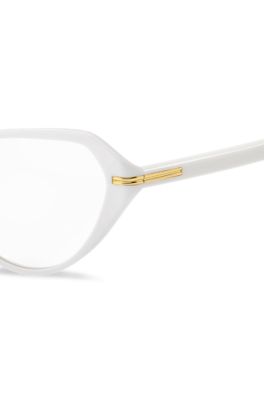 White-acetate optical frames with gold-tone hardware, White