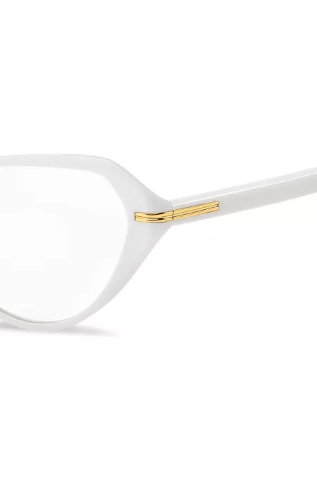 White-acetate optical frames with gold-tone hardware