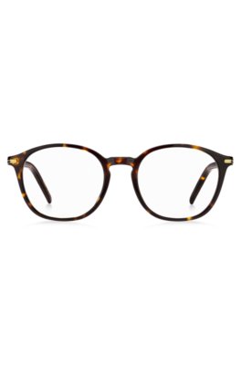 Monture optique en acétate Havana avec garnitures en métal doré