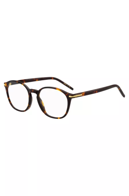 Monture optique en acétate Havana avec garnitures en métal doré