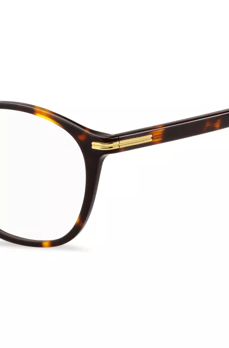 Monture optique en acétate Havana avec garnitures en métal doré
