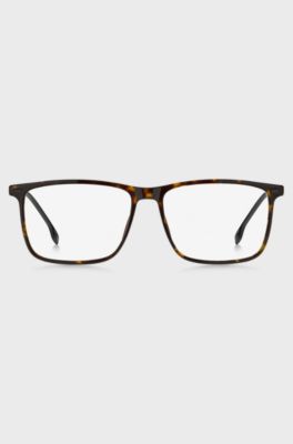 Havana-acetate optical frames with black-steel temples, Brown