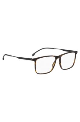 Havana-acetate optical frames with black-steel temples, Brown