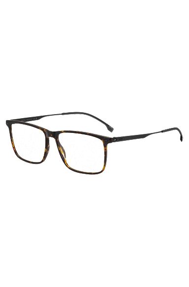 Brillenfassung aus Acetat mit Havanna-Muster und schwarzen Bügeln aus Edelstahl, Braun