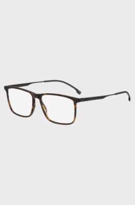 Havana-acetate optical frames with black-steel temples, Brown