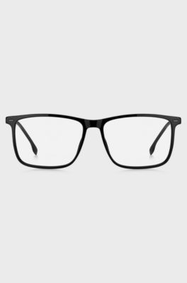 Black-acetate optical frames with black-steel temples, Black