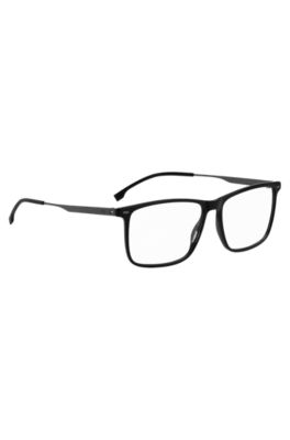 Black-acetate optical frames with black-steel temples, Black