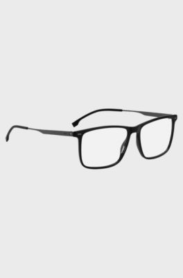 Black-acetate optical frames with black-steel temples, Black