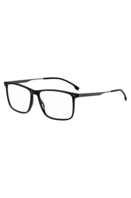 BOSS - Black-acetate optical frames with black-steel temples