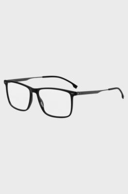 Black-acetate optical frames with black-steel temples, Black