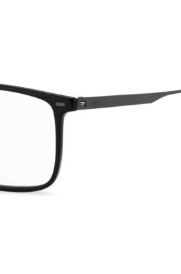 Black-acetate optical frames with black-steel temples, Black