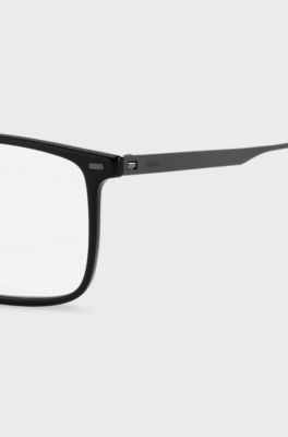 Black-acetate optical frames with black-steel temples, Black