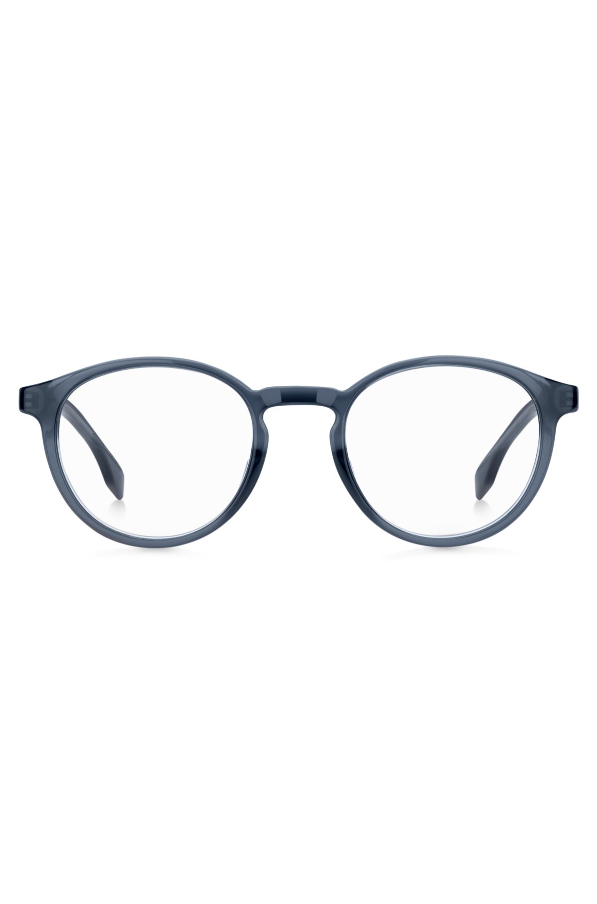 Round optical frames in blue acetate with 3D logo, Blue