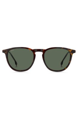 Havana-acetate sunglasses with steel temples, Brown