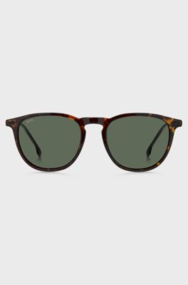 Havana-acetate sunglasses with steel temples, Brown