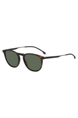 Havana-acetate sunglasses with steel temples, Brown