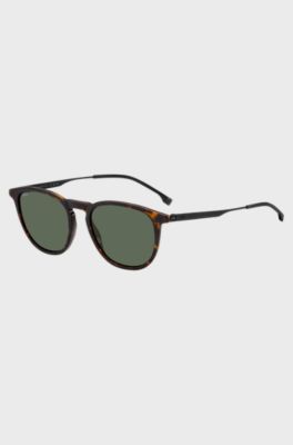 Havana-acetate sunglasses with steel temples, Brown