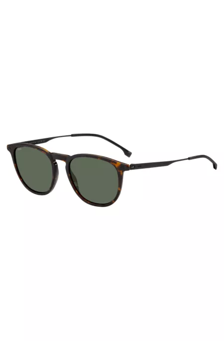 Havana-acetate sunglasses with steel temples