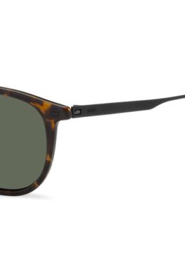 Havana-acetate sunglasses with steel temples, Brown