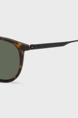 Havana-acetate sunglasses with steel temples, Brown
