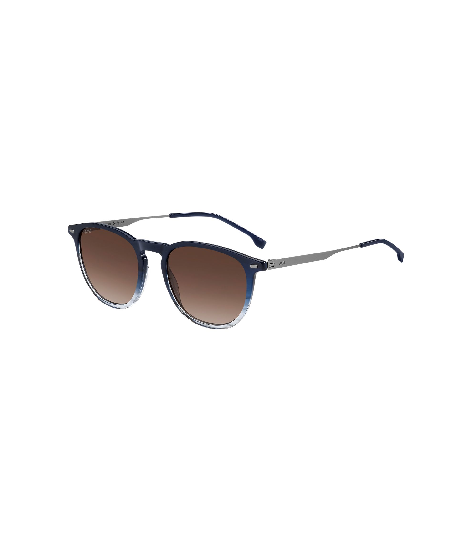 Sonnenbrille aus blauem Acetat mit Farbverlauf