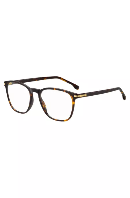 Monture optique en acétate Havana avec garnitures en métal doré