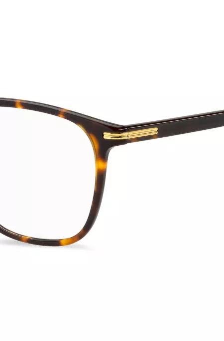 Monture optique en acétate Havana avec garnitures en métal doré