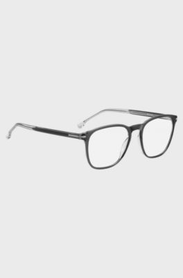 Monture optique bicolore avec garnitures embl&eacute;matiques en m&eacute;tal, Gris