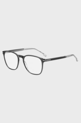 Monture optique bicolore avec garnitures embl&eacute;matiques en m&eacute;tal, Gris