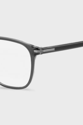 Monture optique bicolore avec garnitures embl&eacute;matiques en m&eacute;tal, Gris