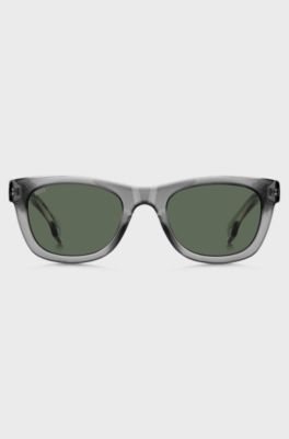 Sonnenbrille aus grauem Acetat mit 3D-Logo, Grau