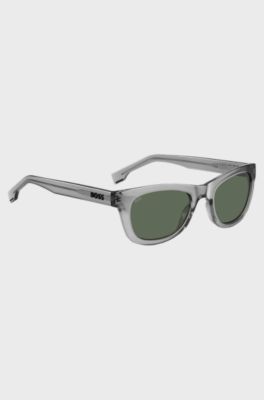 Sonnenbrille aus grauem Acetat mit 3D-Logo, Grau
