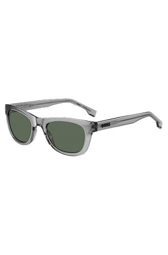 Sonnenbrille aus grauem Acetat mit 3D-Logo, Grau