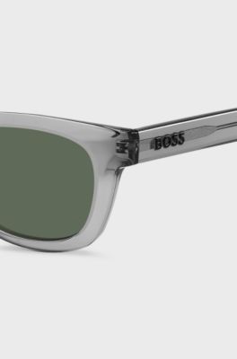 Sonnenbrille aus grauem Acetat mit 3D-Logo, Grau