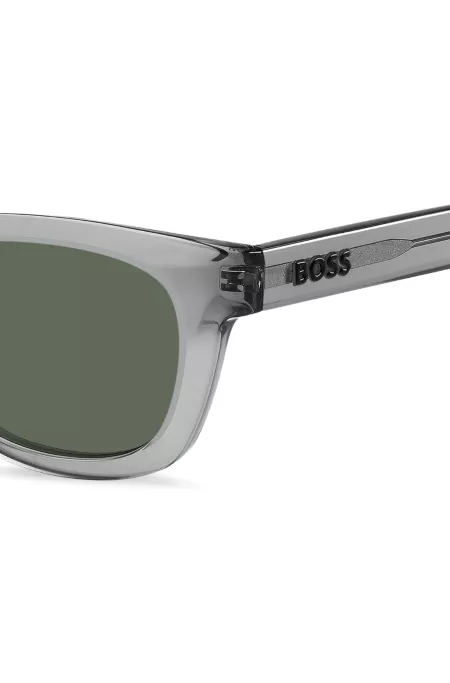 Grey-acetate sunglasses with 3D logo