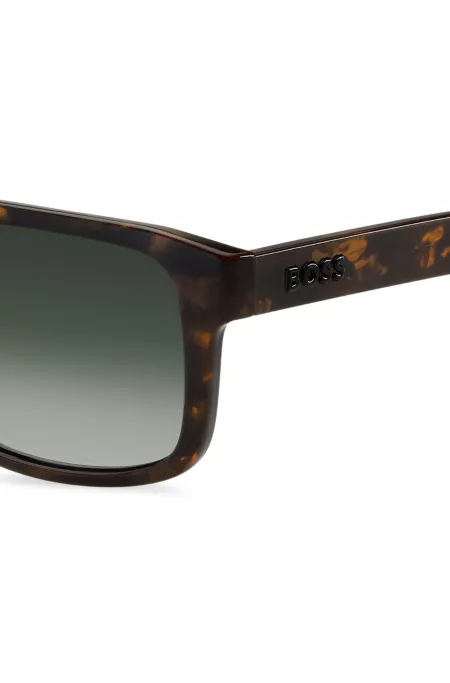 Double-bridge sunglasses in patterned acetate with 3D logo